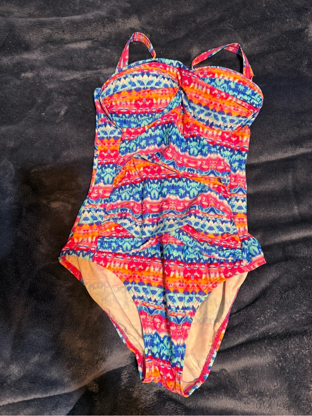 Bright Multicolor Tribal One-Piece Swimsuit - Pink, Blue, Orange